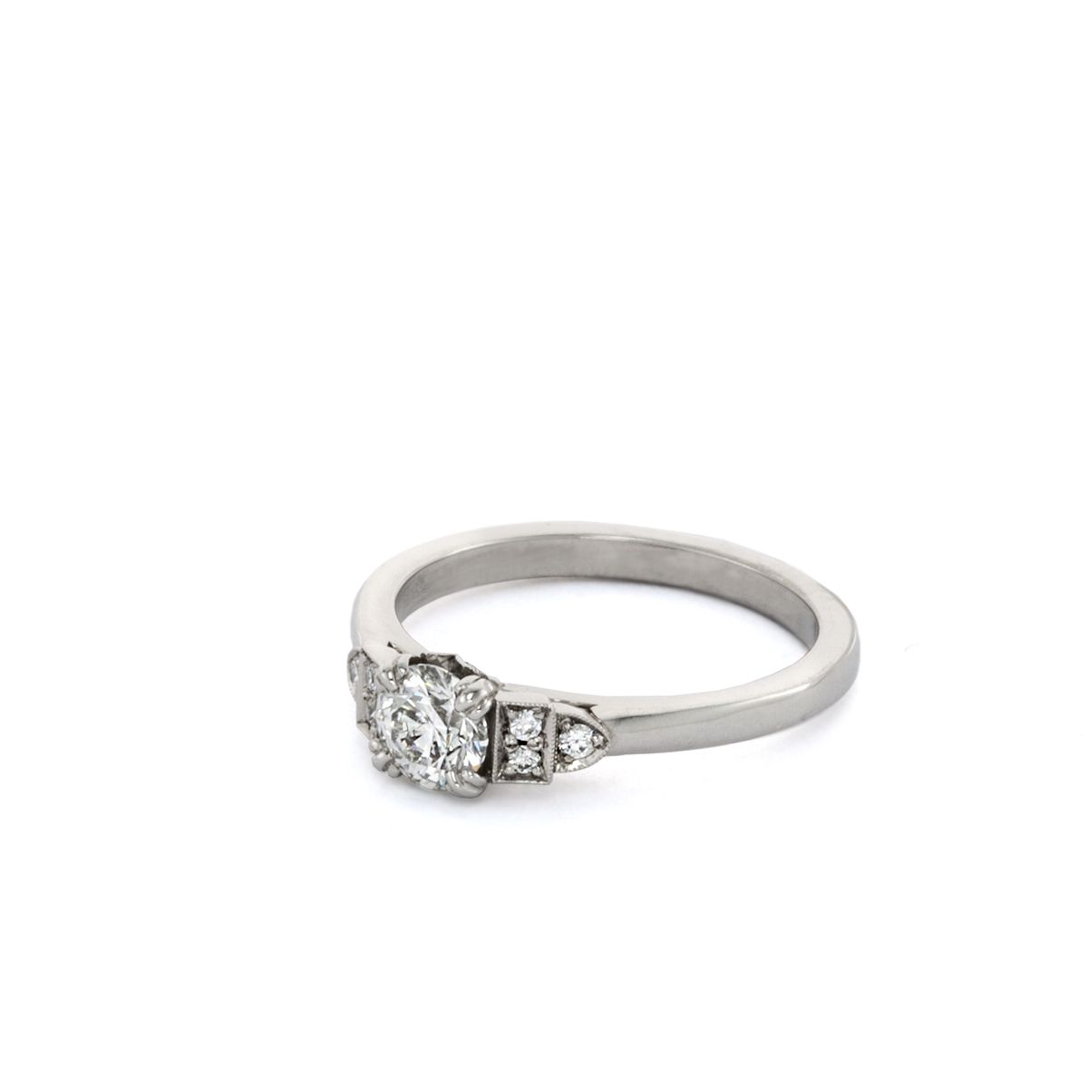 Roslyn Collection Platinum Engagement Mounting with Vintage-Style Diamond Side Panels